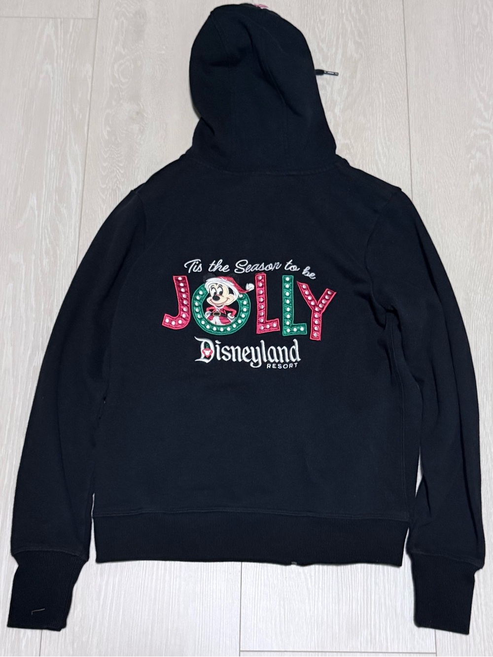 Disney Black 'Jolly' Holiday Hoodie with Mickey Graphic